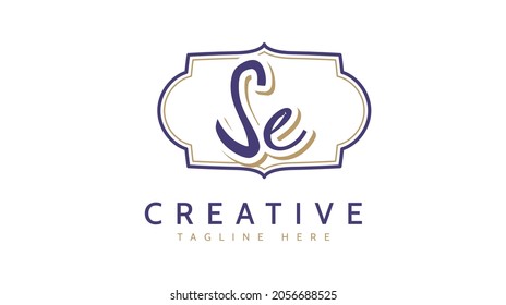 SE Initials, handwriting logo vector