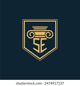 SE Initials Law Firm Logo Lawyer logo with creative law element