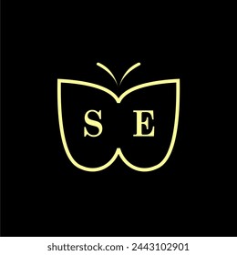 SE Initials Luxury Butterfly logo Vector illustration