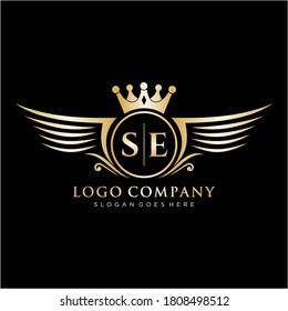SE Letter Initial with Royal Wing Logo Template.