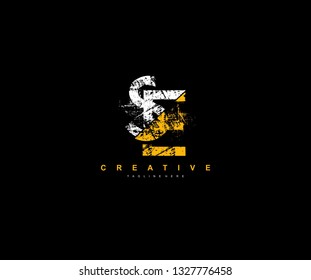 SE Letter Linked Brush Grunge Urban Type Style Logo