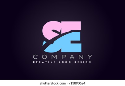 se letter logo combination alphabet vector creative company icon design template modern  pink blue bold