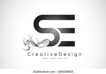 SE Letter Logo Design with Black Smoke. Creative Modern Smoke Letters Vector Icon Logo Illustration.