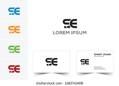 SE Letter Logo Design with Creative Modern Trendy Typography and Black Colors.