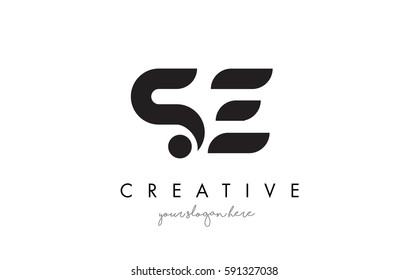 SE Letter Logo Design with Creative Modern Trendy Typography and Black Colors.