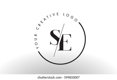 SE Letter Logo Design with Creative Intersected and Cutted Serif Font.