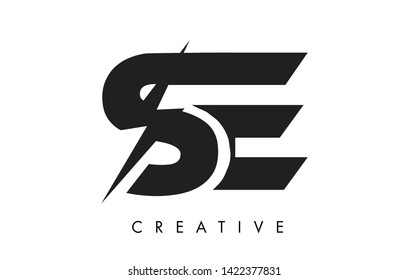 SE Letter Logo Design With Lighting Thunder Bolt. Electric Bolt Letter Logo Vector Illustration.