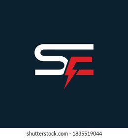 SE Letter Logo Design With Lightning icon concept. Vector Illustration