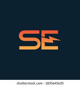 SE Letter Logo Design With Lightning icon concept. Vector Illustration