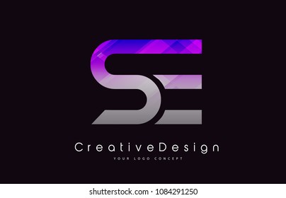 SE Letter Logo Design in Purple Texture Colors. Creative Modern Letters Vector Icon Logo Illustration.