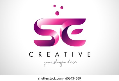 SE Letter Logo Design Template with Purple Colors and Dots