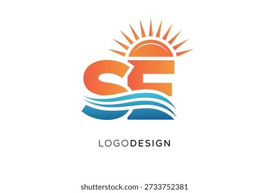 SE Letter Logo Monogram Sun Wave Modern Branding Design