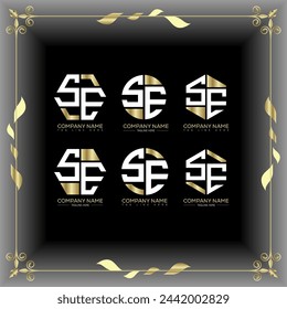 SE letter luxury logo set design.SE monogram polygonal and circle shape vector. SE luxury design.
