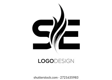 SE-Buchstabe Monogramm Logo mit künstlerischem Pinselstrich für moderne Markenidentität