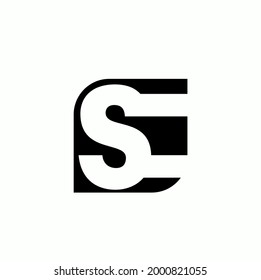 "SE" letters played with a black square. SE typography letters monogram. SE company monogram. 