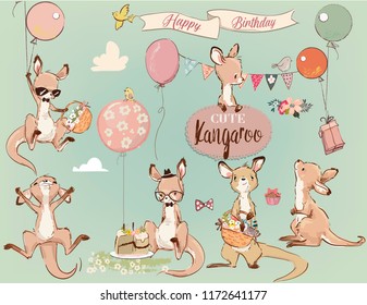 Se with Little kangaroo and balloons