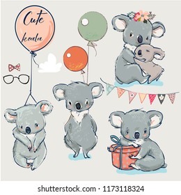 Se mit Little Koalas und Ballons