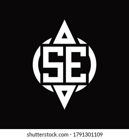 SE Logo with circle rounded combine triangle top and bottom side design template