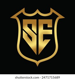 se logo gold company logo on shield illustration