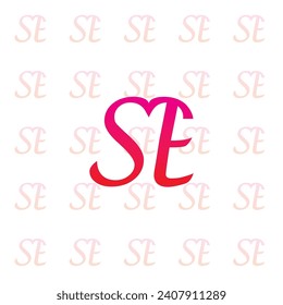 SE logo with heart shape, love logo design vector