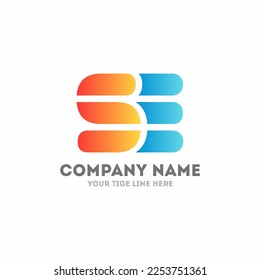 SE Logo. Letter Design Vector with Blue and Gradient Colors. Orange and Blue SE S E Letter Logo Design in Black Colors. Creative Modern Letters Vector Icon Logo Illustration.