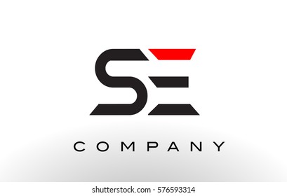 SE Logo.  Letter Design Vector with Red and Black Colors.