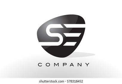 SE Logo. Letter Design Vector with Oval Shape and Black Colors.