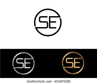 Se Logo. Letter Design Vector with Red and Black Gold Silver Colors
