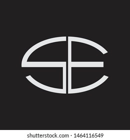 SE Logo letter oval monogram design template with black and white colors