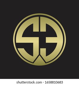 SE Logo monogram circle with piece ribbon style on gold colors