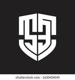 SE Logo monogram with emblem shield shape design isolated on black background