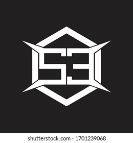 SE Logo monogram with hexagon and four taper shape design template