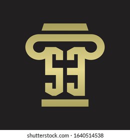SE Logo monogram with pillar style design template with gold colors