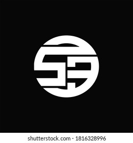 SE Logo monogram with rounded line swipe design template on black background