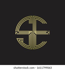 SE Logo monogram triple ribbon style line design template isolated with gold color