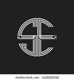 SE Logo monogram triple ribbon style line design template isolated on black background