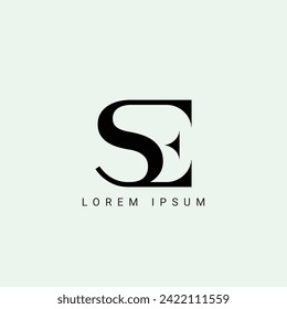 SE logo. S E design. White SE letter. SE, S E letter logo design. Initial letter SE linked circle uppercase monogram logo. S E letter logo vector design