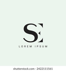 SE logo. S E design. White SE letter. SE, S E letter logo design. Initial letter SE linked circle uppercase monogram logo. S E letter logo vector design