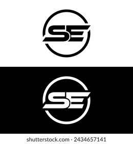 SE logo. S E design. White SE letter. SE, S E letter logo design. Initial letter SE linked circle uppercase monogram logo. S E letter logo vector design.