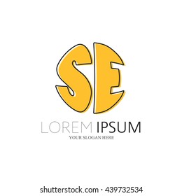 SE Logo. Vector Graphic Sphere Branding Letter Element. White Background