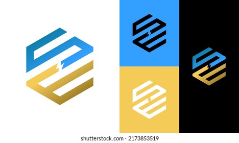 SE Monogram Hexagonal Corporate Business Logo Design Concept 
