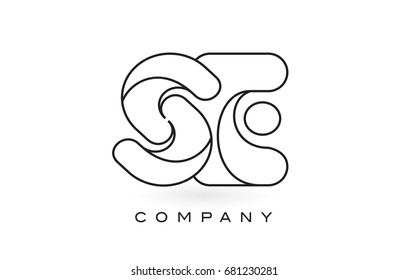 SE Monogram Letter Logo With Thin Black Monogram Outline Contour. Modern Trendy Letter Design Vector Illustration.