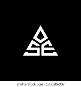 SE monogram logo with 3 pieces shape isolated on triangle design template