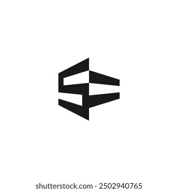 SE monogram logo black white, perspective flat vector design for your business, template editable