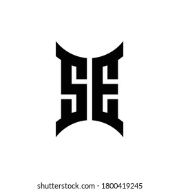 SE monogram logo with curved side design template