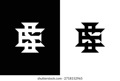 Diseño del logotipo del monograma del SE, letras entrelazadas S y E del estilo moderno de la letra negra, tipografía gótica geométrica para los deportes, la ropa, y la identidad de la marca del patrimonio