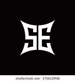 SE monogram logo with sharped shape design template isolated on black background