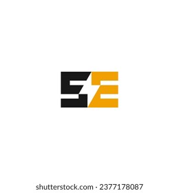 SE monogram logo with thunderbolt electric incorporated. S and E electrical logo