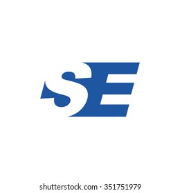 SE negative space letter logo blue