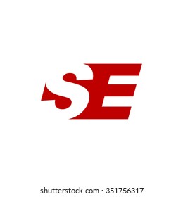 SE negative space letter logo red